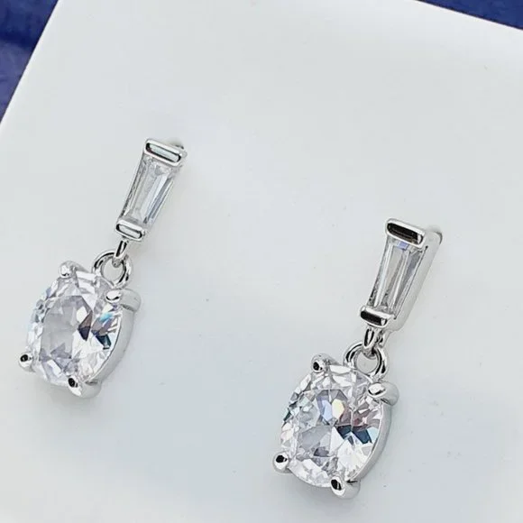 925 Sterling Silver CZ Stud Earrings for Women/Girl, US925P1218 - Picture 4 of 7